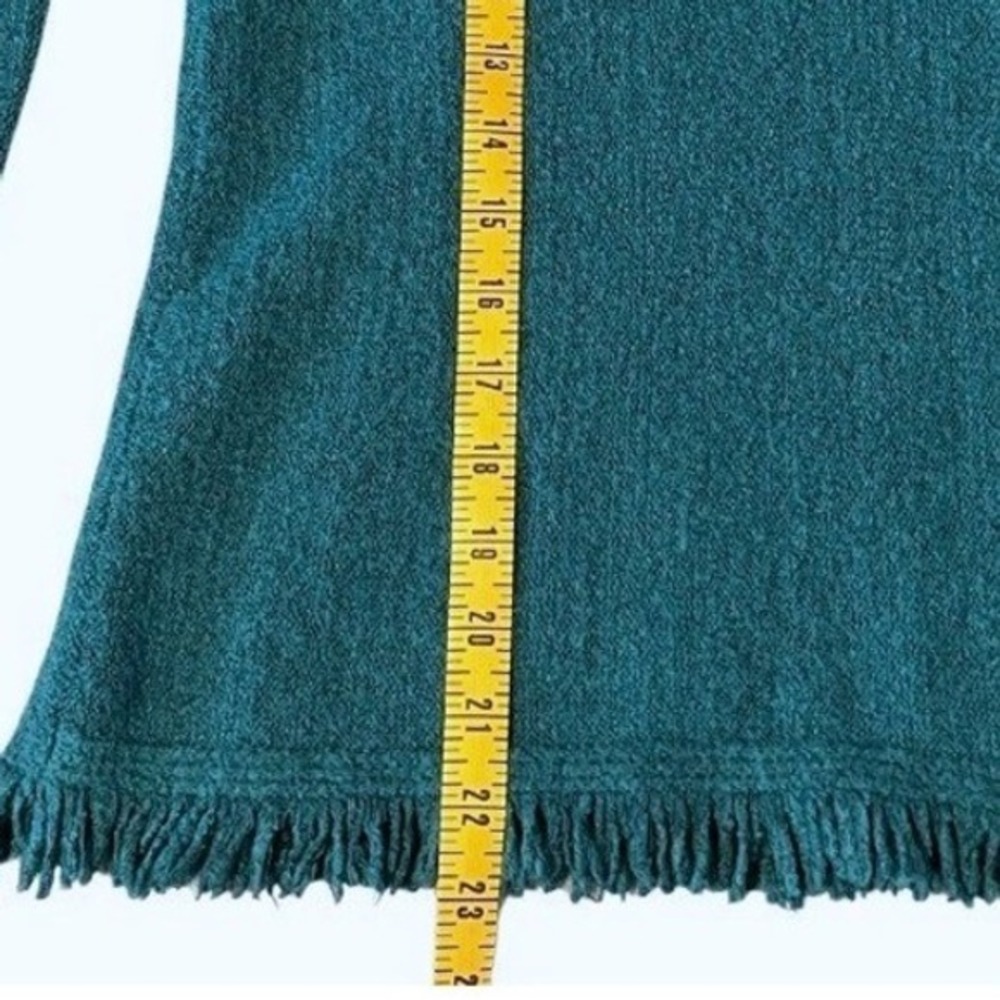 Anthropologie Joy Fringe Sweater Womens XS Dark Teal Green Wool Alpaca Pullover - Picture 11 of 11